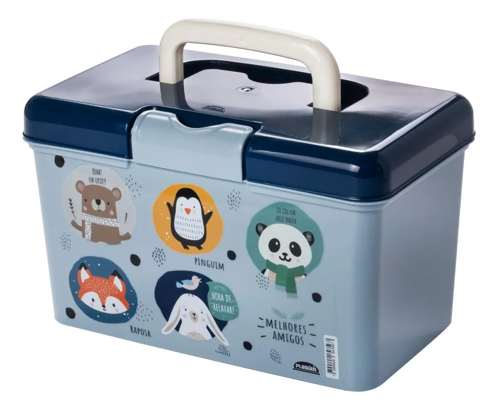 Kit de Cuidado Para Bebês Plasútil Caixa Azul Mediterrâneo Tampa Azul Intenso