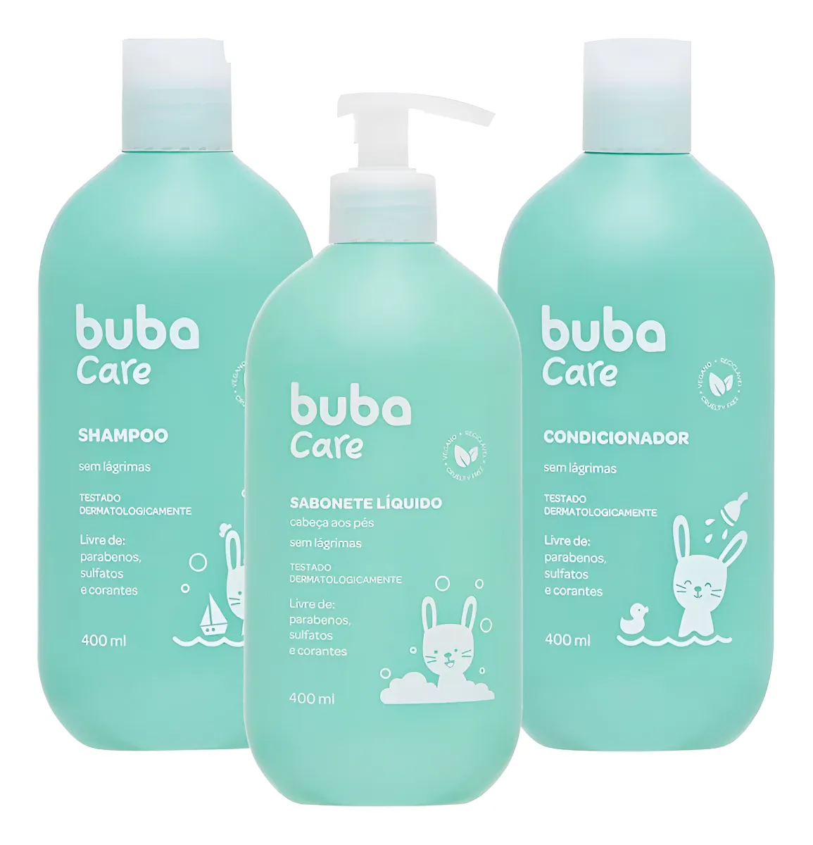 Kit Limpeza Bebê Shampoo Condicionador Sabonete 400ml Buba