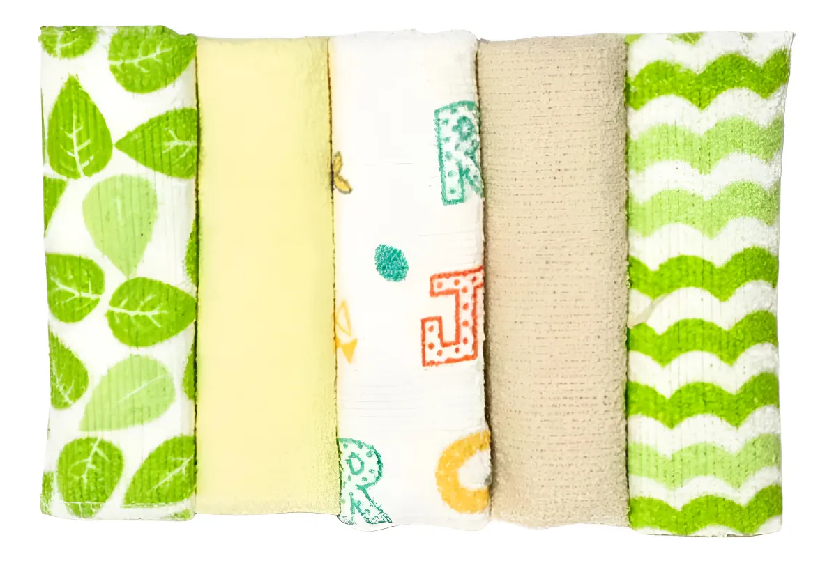 Kit 5 Paninhos De Boca Bebê 100% Algodão Infantil Toalhinha