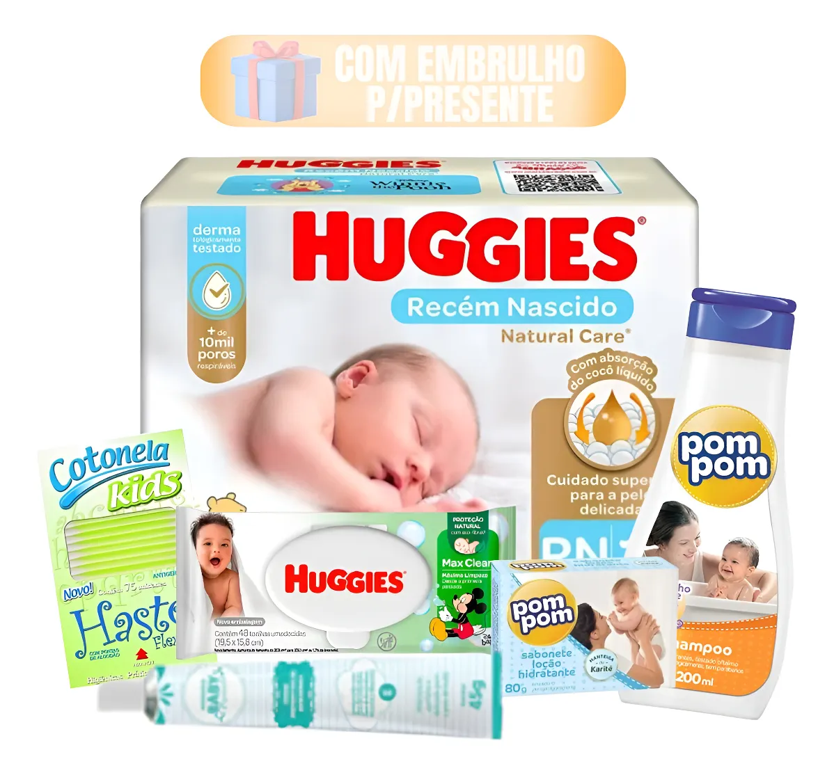 Kit Presente Chá De Bebê Higiene Lenços Umedecidos Fraldas