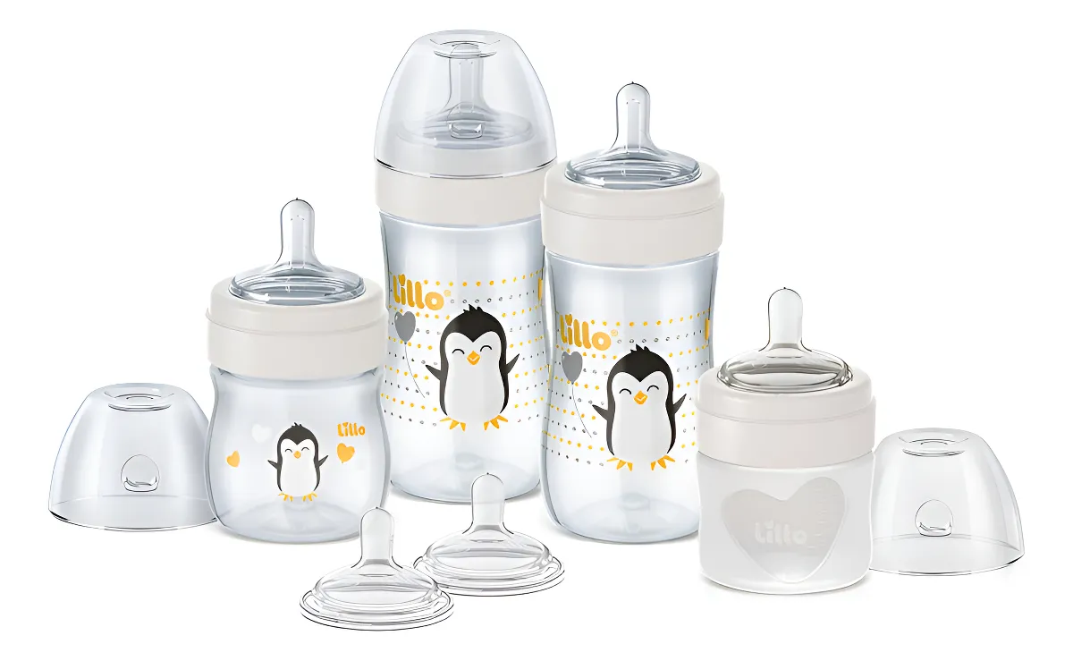Kit Bebê Mamadeiras Lillo Evolution Neutro + 2 Bicos Refil Cor Branco Kit Completo