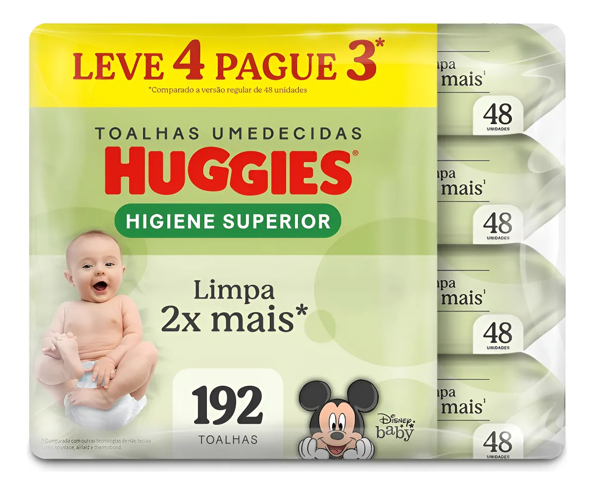 Pack Toalha Umedecida Disney Baby Huggies Max Clean Pacote 4 Unidades